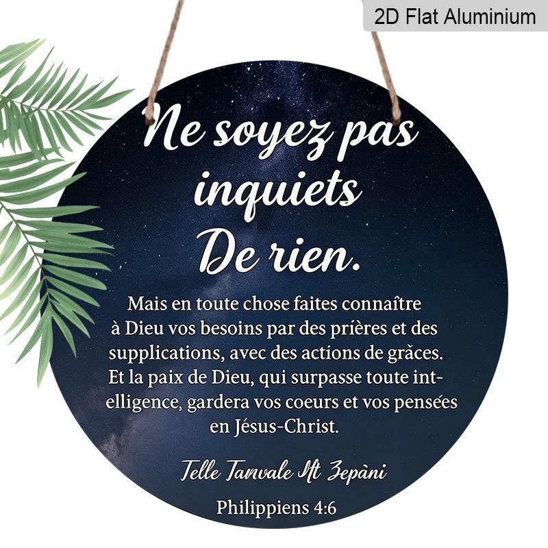 

2D Flat, Vintage-style, High-end Round Aluminum Wall Hanging, Available in Various Sizes, Featuring Inspirational Bible Verses in Elegant Font 20*20cm