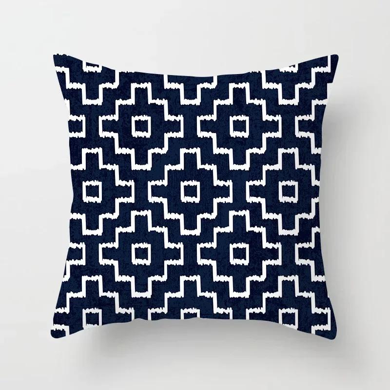 Blau Weiß Porzellan Druck Kissenbezug Böhmischer Stil Mandala Geometrie Kissenbezug Modern Mode Sofa Stühle Dekokissen
