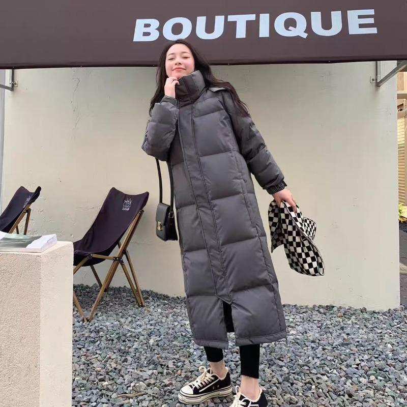 Long White Duck Down Jacket, Men's and Women's Work Clothes, Warm Jacket, Men's Outdoor Fixed Cold-proof Down Jacket