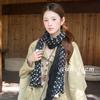 Vintage bohemian polka dot splicing thin silk scarf women's design sense neck scarf autumn shawl
