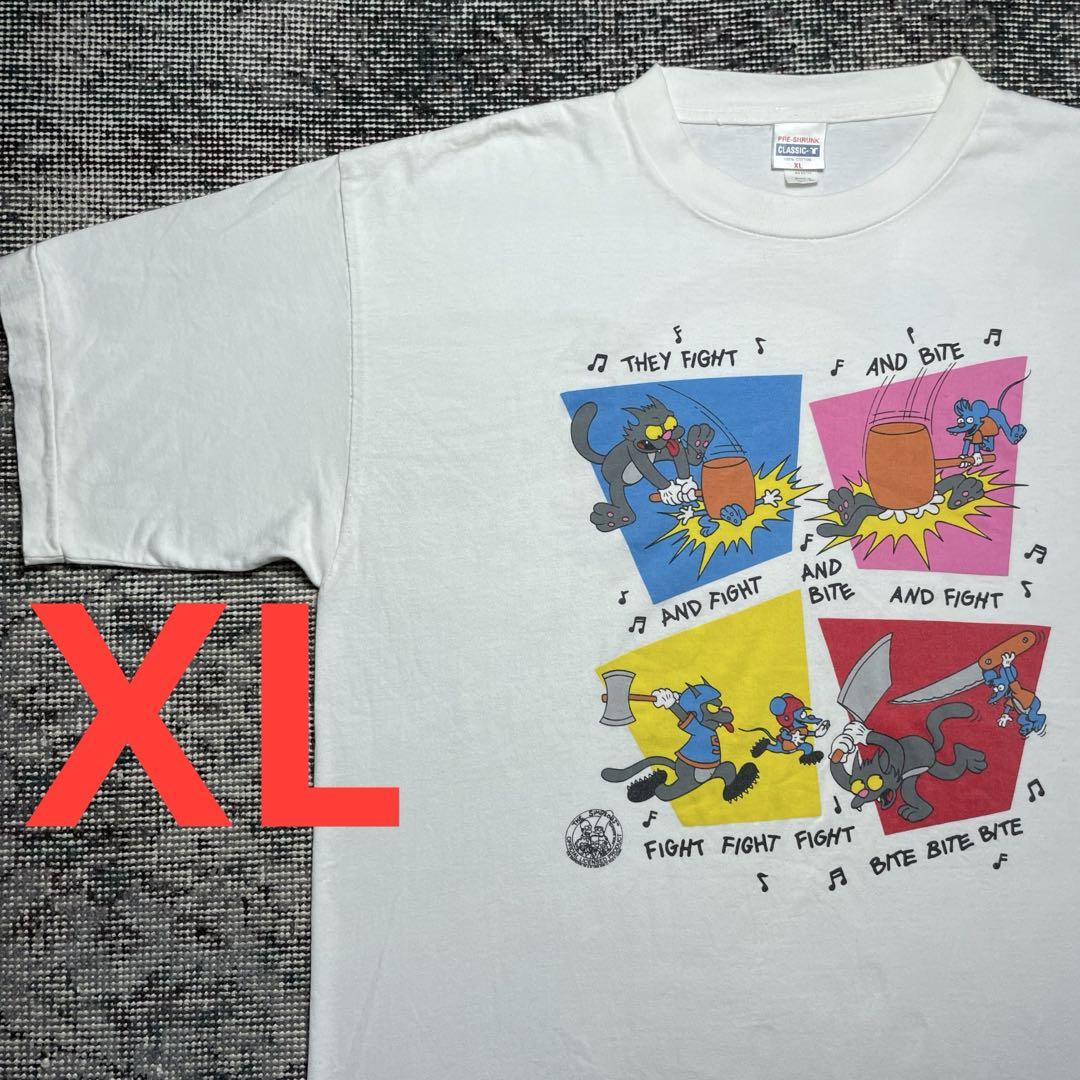 

[USED] Vintage Simpsons Itchy & Scratchy Anime T-shirt, Used, White