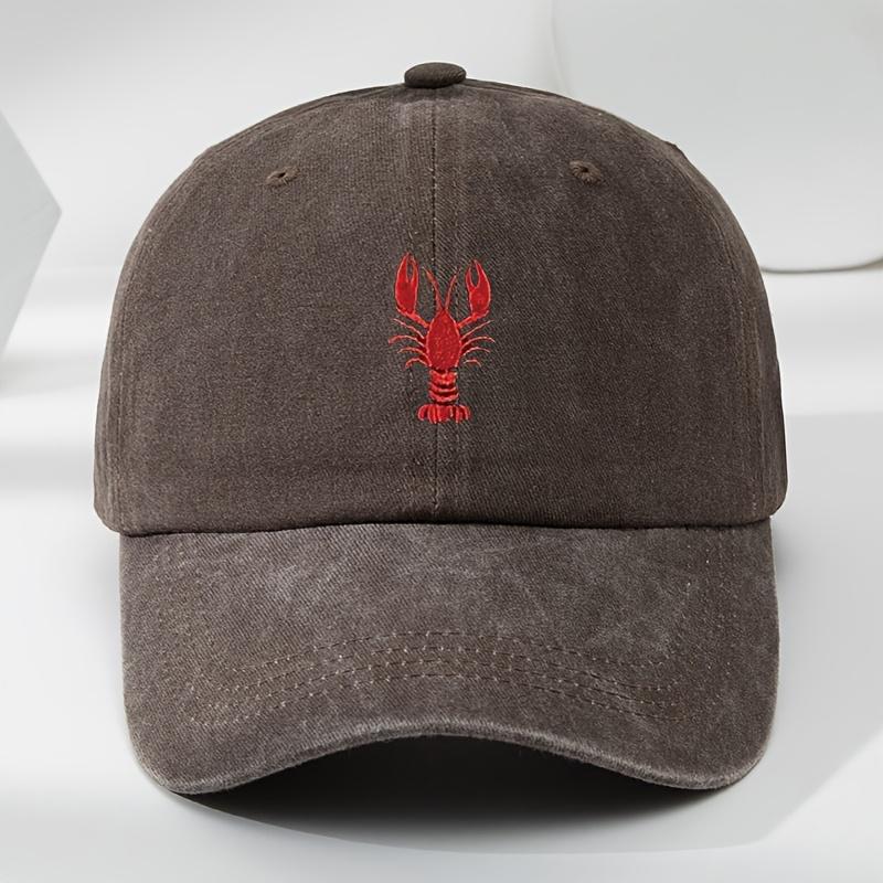 1pc Unisex Leisure Fun Lobster Embroidered Baseball Caps,Outdoor Windproof Sunshade Casual Adjustable Duckbill Caps for Holiday
