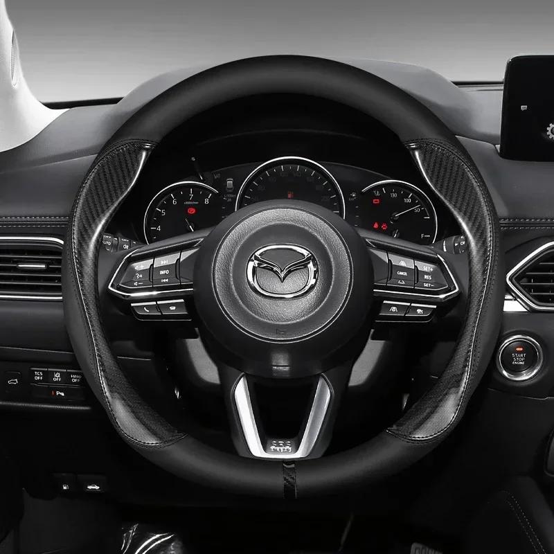 2025 Hot 37-38cm Carbon Fiber leather Car steering wheel cover For Mazda MX-5 MX5 NB NC ND 1998-2020 2021 2022 2024 Auto Accesso