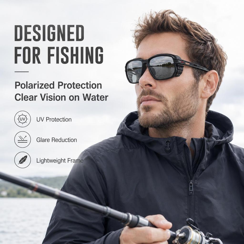 Photochromic Polarized Fishing Sunglasses Men UV400 Anti Glare Windproof Sports Eyewear with Foam Pad for Fishing Hiking 4