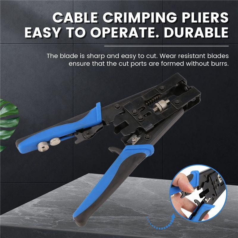 A84E-1Pc Durable Coax Compression Crimper Tool BNC/RCA/F Crimp Connector RG59/58/6 Cable Wire Cutter Adjustable Crimping Plier
