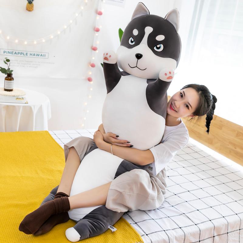 Pillow Long Plush Toy Husky Dog Bedroom Sofa Cushion Kids Adult Birthday Gift