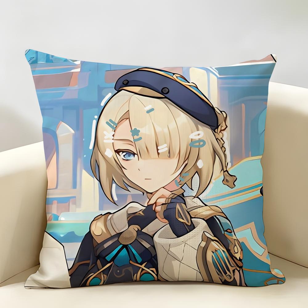 Freminet Genshin Impact Cushion Cover Natural Linen Organic Fabric DoubleSided Printing Room Sofa Decor Pillow Case