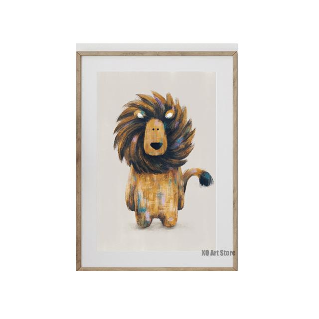 Nursery Print Lion Zebra Giraffe Wall Art Cute Animals Poster Canvas Paintings HD Picture For Kid Baby Room Home Decor Frameless