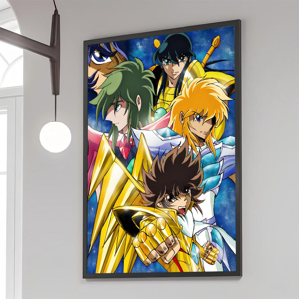 1 Pezzo Poster Saint Seiya Film Poster Adesivi Carta Kraft Retrò Adesivo Fai da Te Stanza Bar Caffè Estetica Arte Pittura Murale