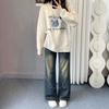 Women's 2024 Cat Embroidery Round Neck Thick Pullover Sweater - Loose, Casual Autumn/Winter Knitted Top