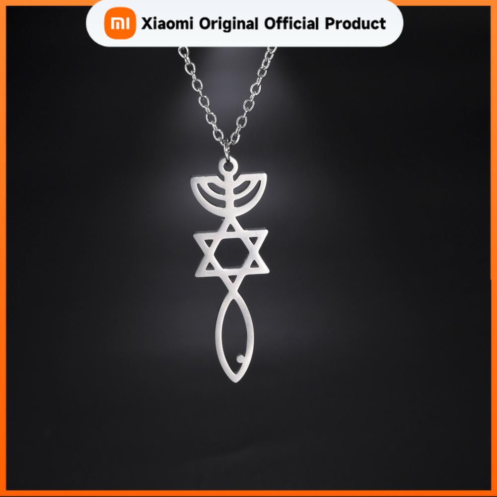 Xiaomi Skyrim Jewish Israel Fish Star of David Menorah Pendant Necklaces Stainless Steel Messianic Seal Amulet Necklace Women Men