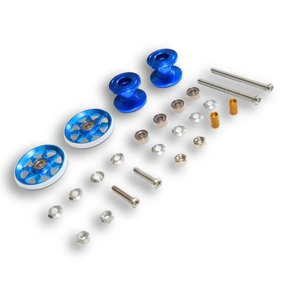 Mini 4WD Aluminum Aluminum Roller with Bearing Roller Aluminum Roller Set and White UME-STAR Roller, 2-Stage (19mm), 2-Stage (12mm, 13mm) (Blue Type)