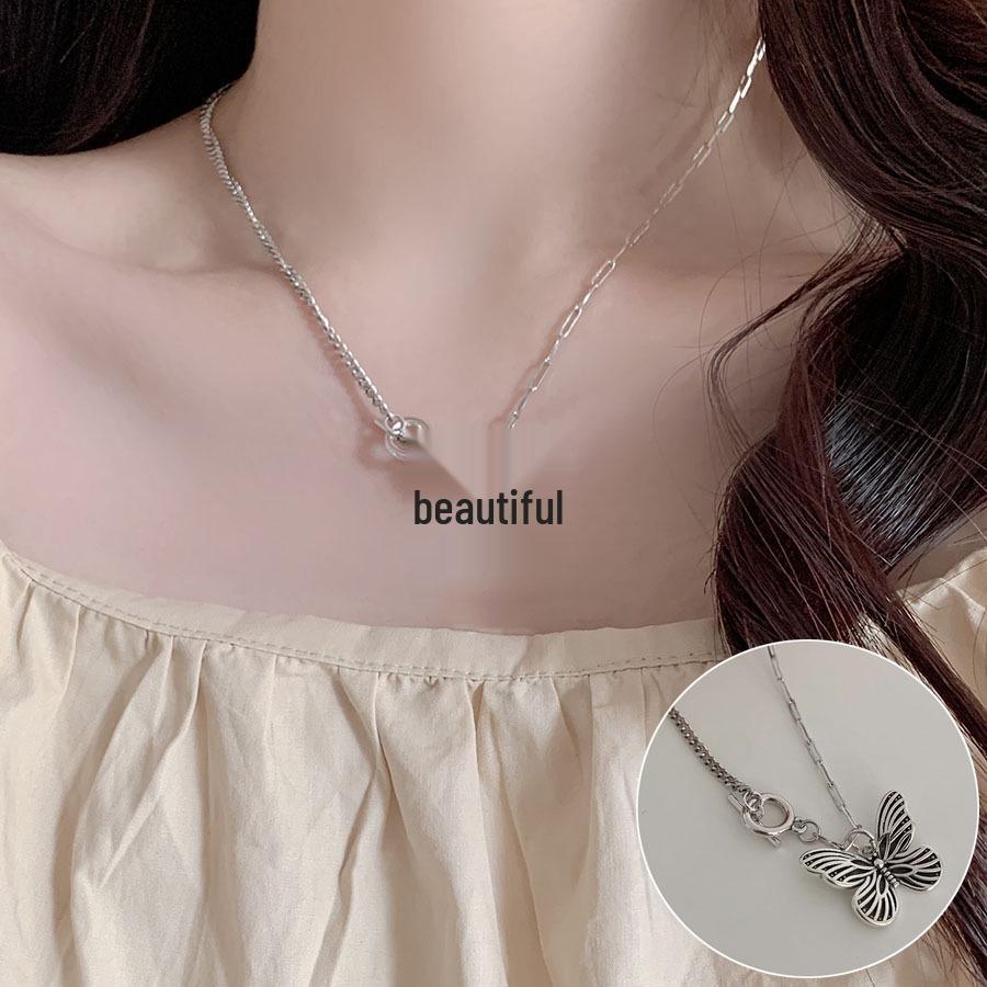 Korean Style Retro Pearl Necklace: Women's Multi-Layer Asymmetrical Clavicle Chain with OT Buckle