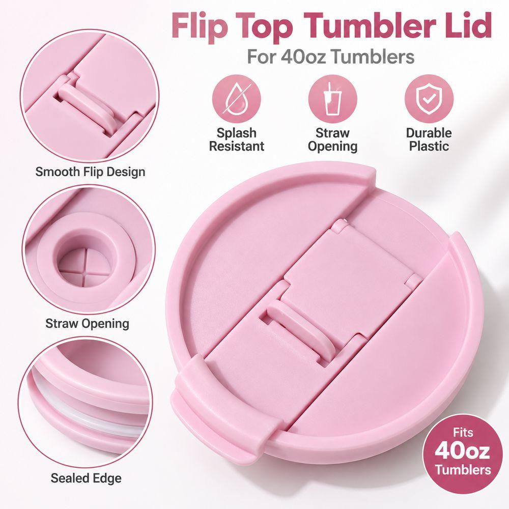 Splash Resistant Tumbler Lid Flip Top Closure Tumbler Replacement Cover for 40 OZ Stanley Cup