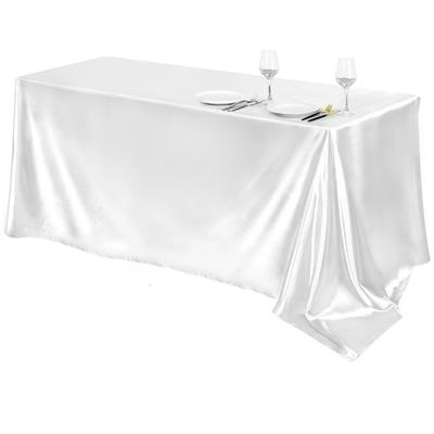 Rectangle Satin Tablecloth Solid Color Wedding Table Cloth White Smooth Fabric For Baby Shower Birthday Banquet Party Decor