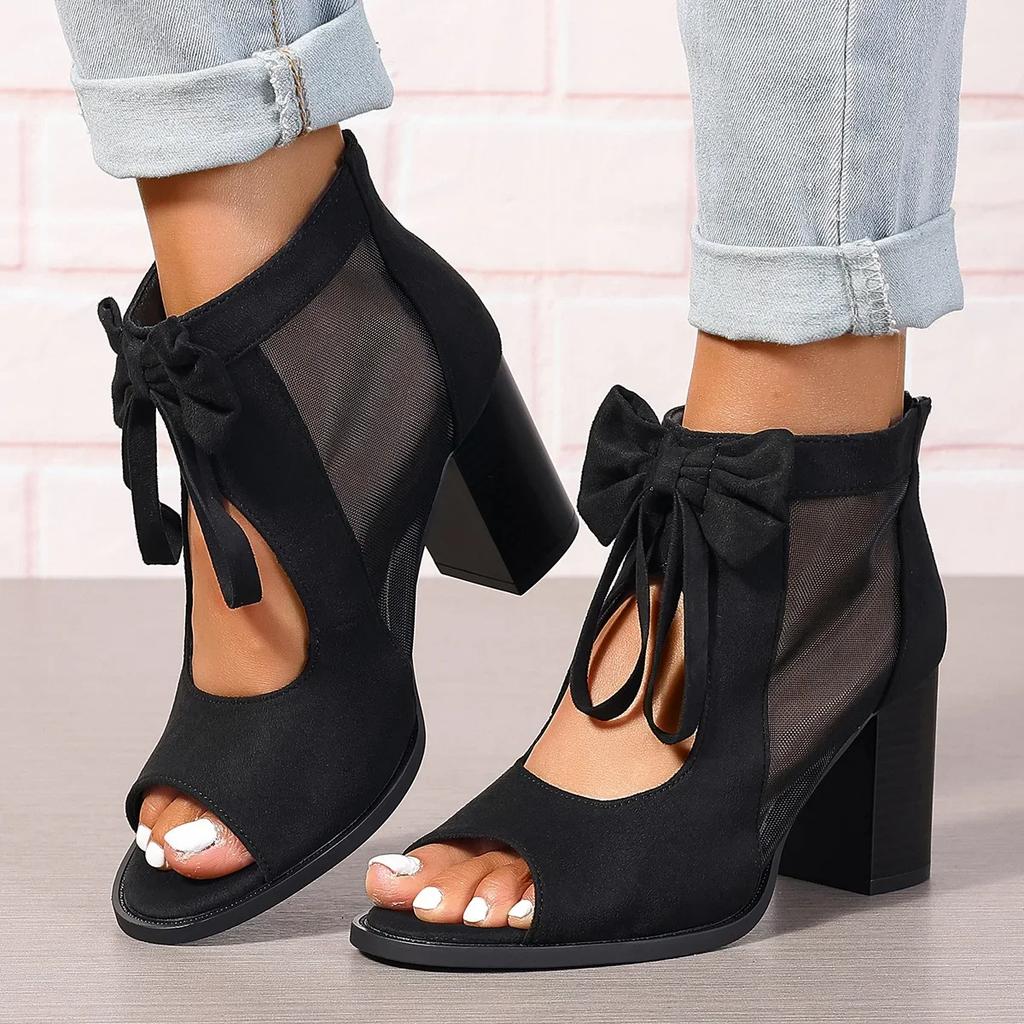 Lila Damen Stiefelsandalen Peep Toe High Heels Sandalen