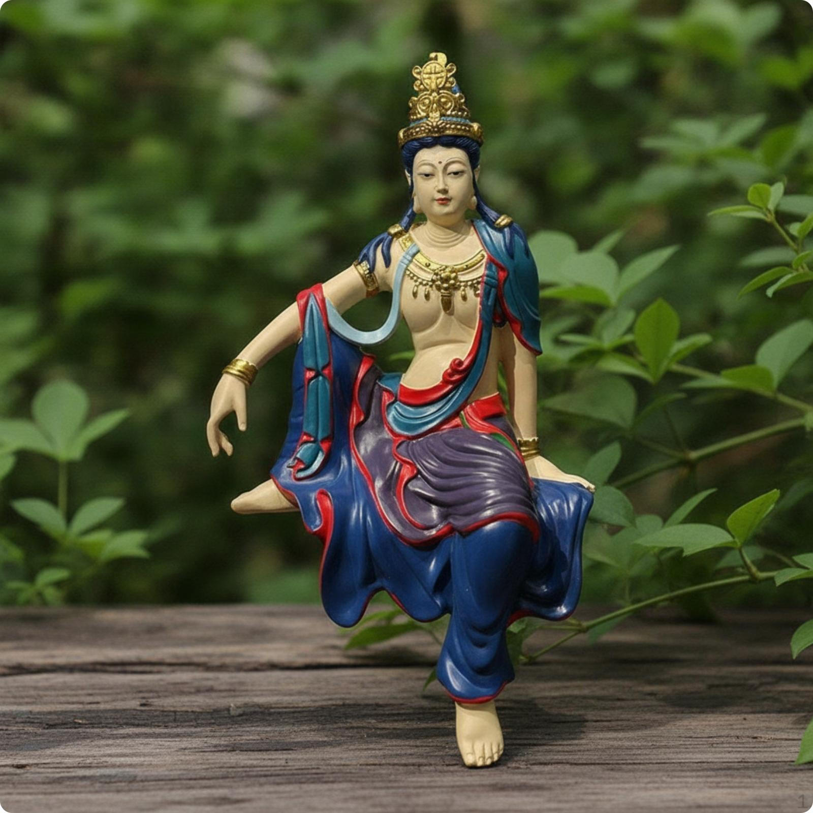 Guanyin Figurine Resin Statue Ornate Bodhisattva for Buddhists, Collectors, Living