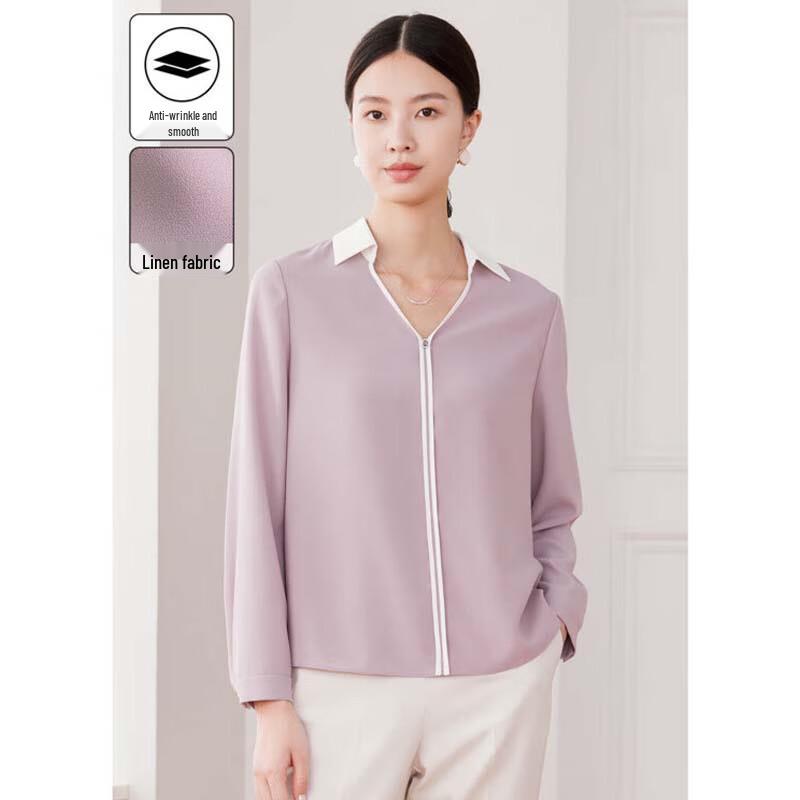 JESSIE Women s Lapel V-Neck Long Sleeve Shirt XL