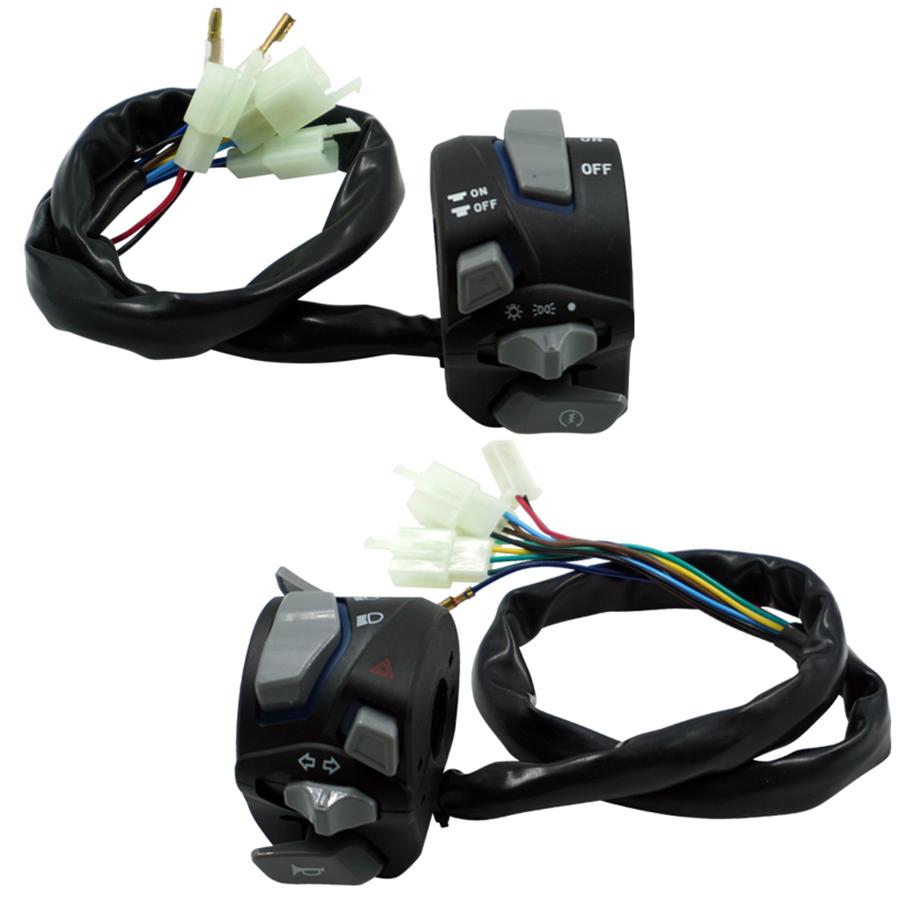 Pair 7/8" Motorcycle Handlebar Switch Assembly Indicator Start Button w/ Light