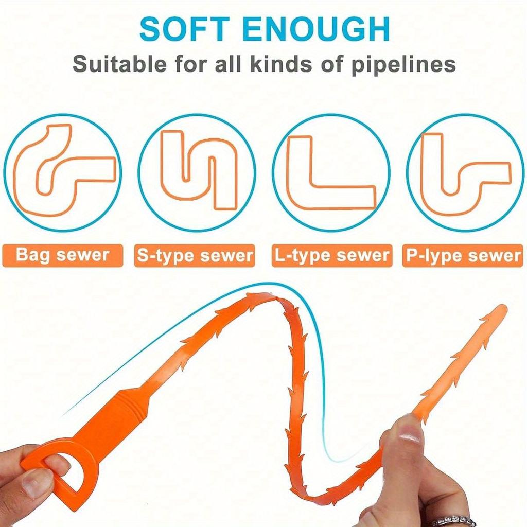 1/4pcs 20 Inch Drain Clog Remover Tool, Drain Auger Hair Cleaning Tool, Hair Cather Shower Drain Tool For Kitchen, Sink, Bathroom