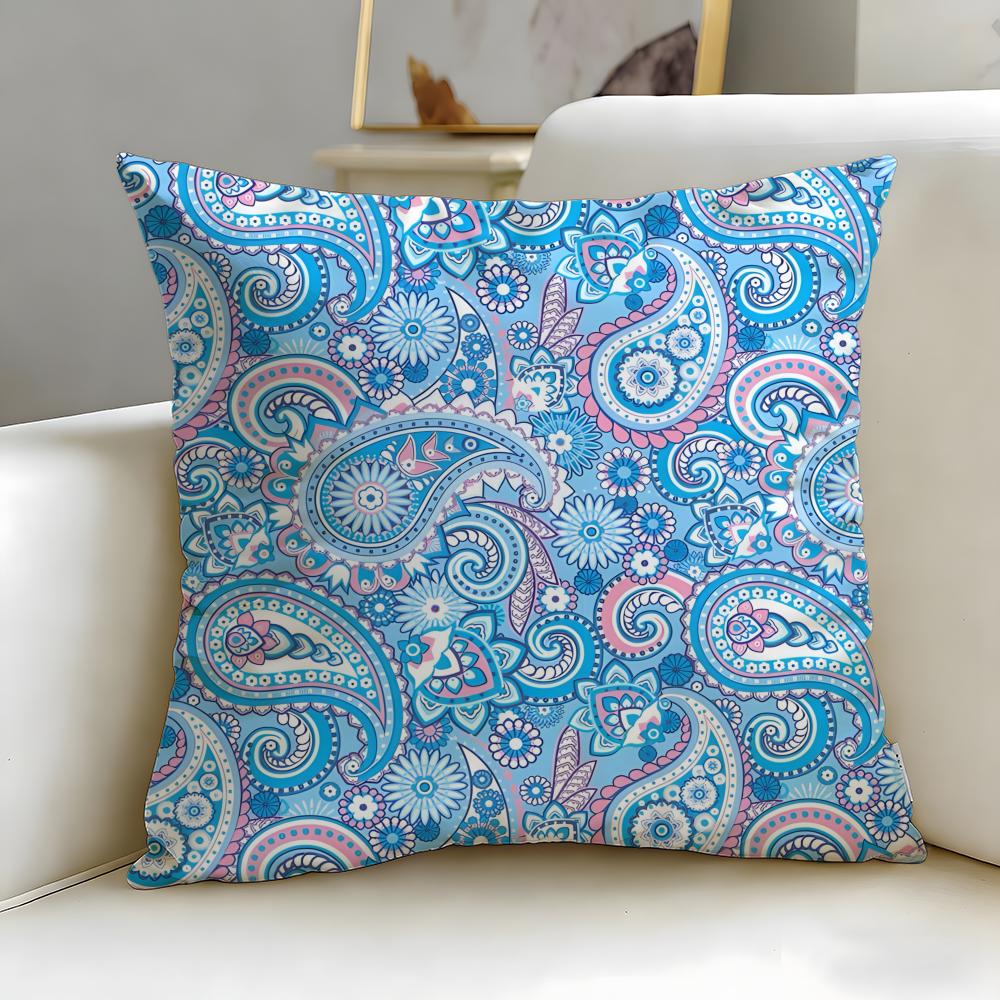 Paisley Pattern Cushion Cover Soft EasyWash Pillow Case Versatile for Couch Bed Travel and Office