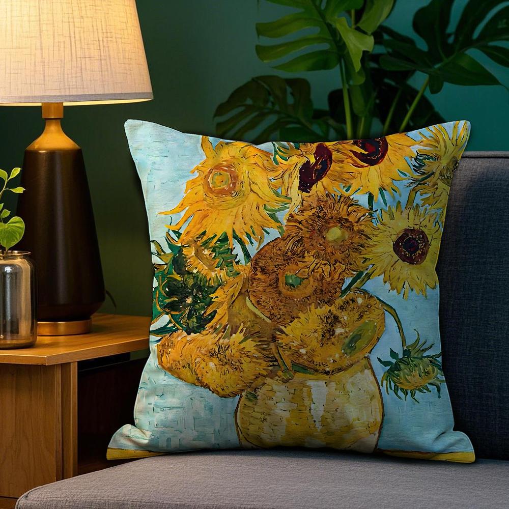 Van Gogh Oil Painting Pillow Case Plush Fabric Soft Double Sided Print Sofa Cushion Cover Throw Pillow Covers