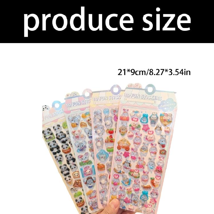 Cartoon Animal Embossed Sticker Educational Childrens Sticker For Scrapbooking Phone Cover Laptop Kid Room Decoration