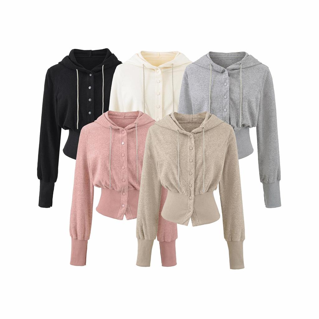 2026 Women's Chic Waist-Cinching Diamond Hooded Cardigan & Micro-Flare Pants Set