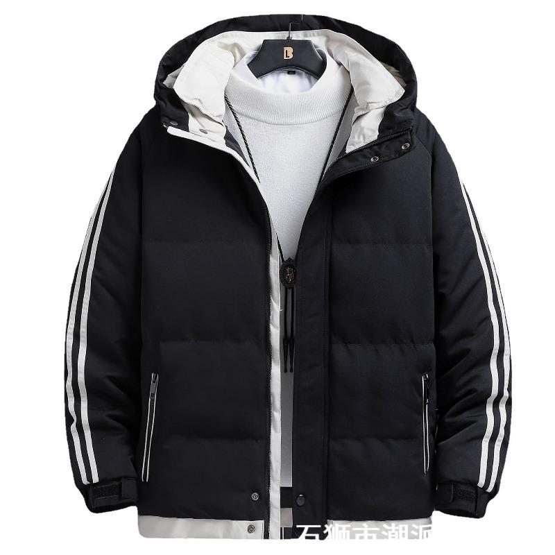 Winter new cotton-padded men's coat warm and thickened cotton-padded clothes loose hooded bread clothes green cotton-padded jacket price