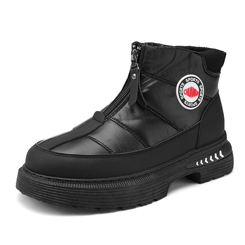 White Zipper Platform Boots Man Autumn Leather Men's Ankle Boots High top Men Shoes Casual Mens Boots botas para hombre cuero