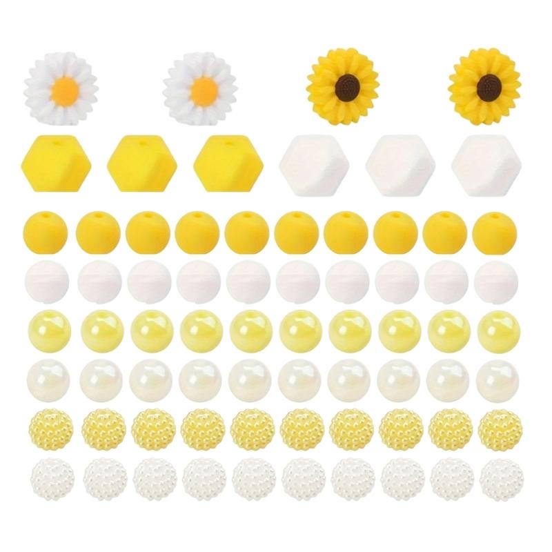 

Daisy Theme Silicone Beads Variety Pack Colorful For DIY Accessories Handmade Bracelets Crafting Activities