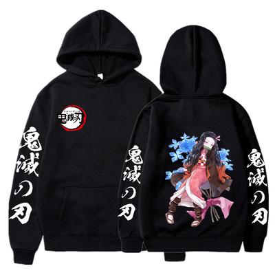 Demon Slayer Anime Kläder Kamado Nezuko Luvtröjor Pullover Herr Dam Vinter Varmt Mode Streetwear Huvtröjor