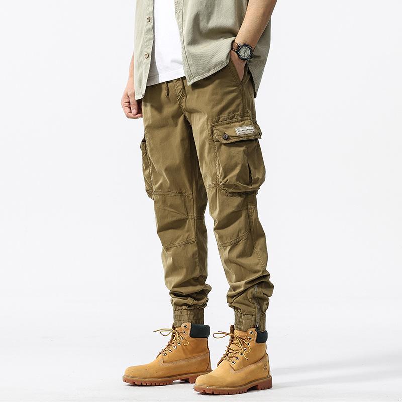 Men's New Autumn Wash Work Pants Japanese High-waist Drawstring Large Pockets Loose Sports and Casual Trousers