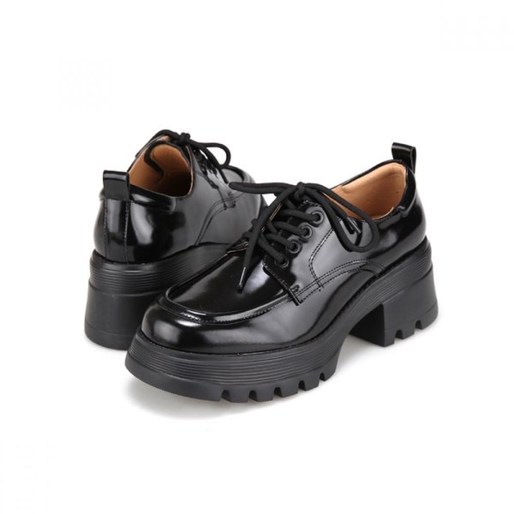 BARBARA Cowhide Enamel Shoelace Derby Loafer 6cm Bbi144bk