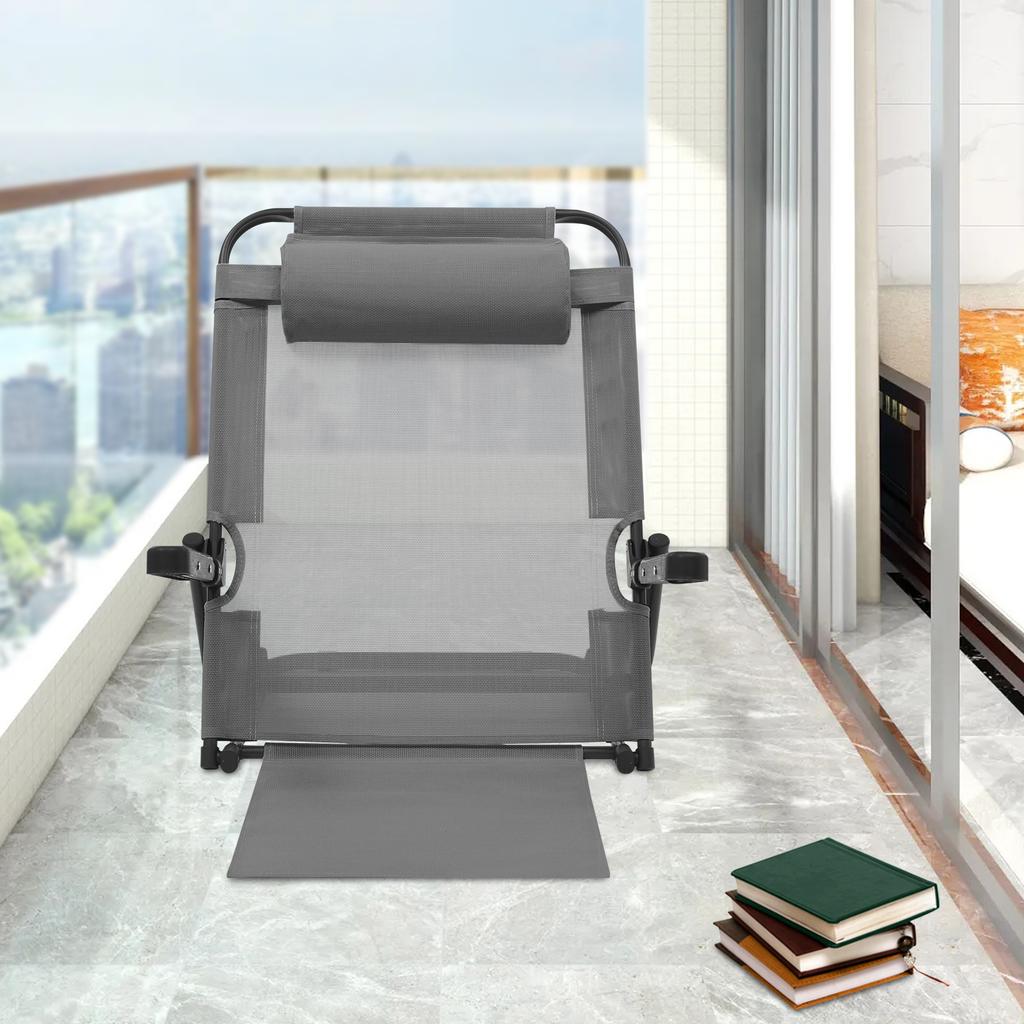 Grey Steel Adjustable Lifting Bed Backrest,8 Gears 86x36.5x70CM Portable Backrest Support With Armrest Free Standing for Bedroom