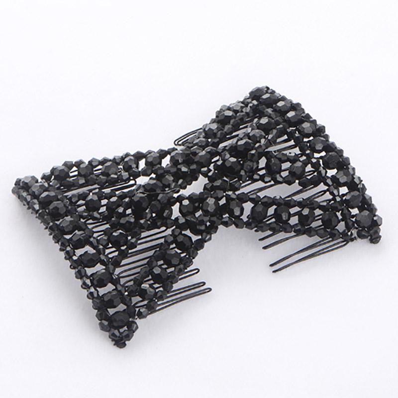 Women DIY Hair Accessories Pearl Beaded Elastic Hair Claw Hairpin Magic Comb Up-Do Hairstyle Bun Maker Tool Ponytail Hairdo Wolf