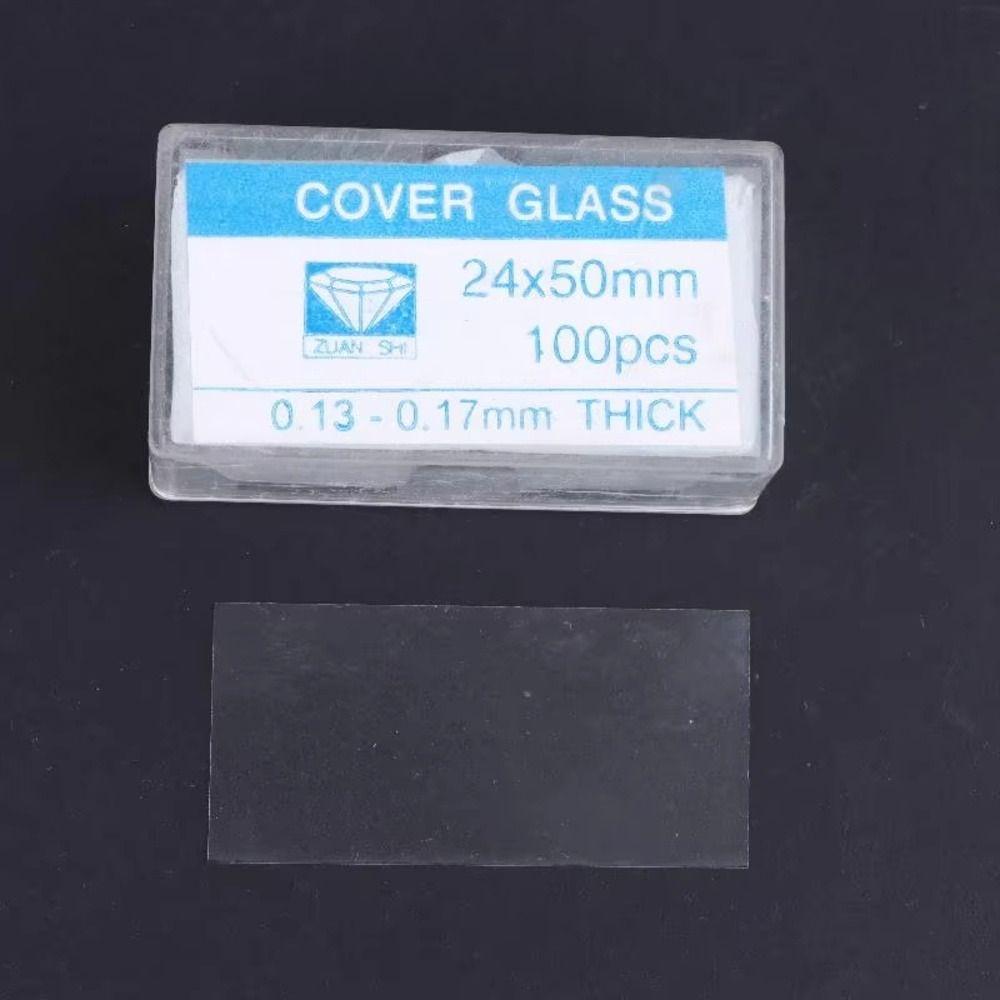 100Pcs Square Rectangle Microscope Cover Glass  for Lab Research School Science Education