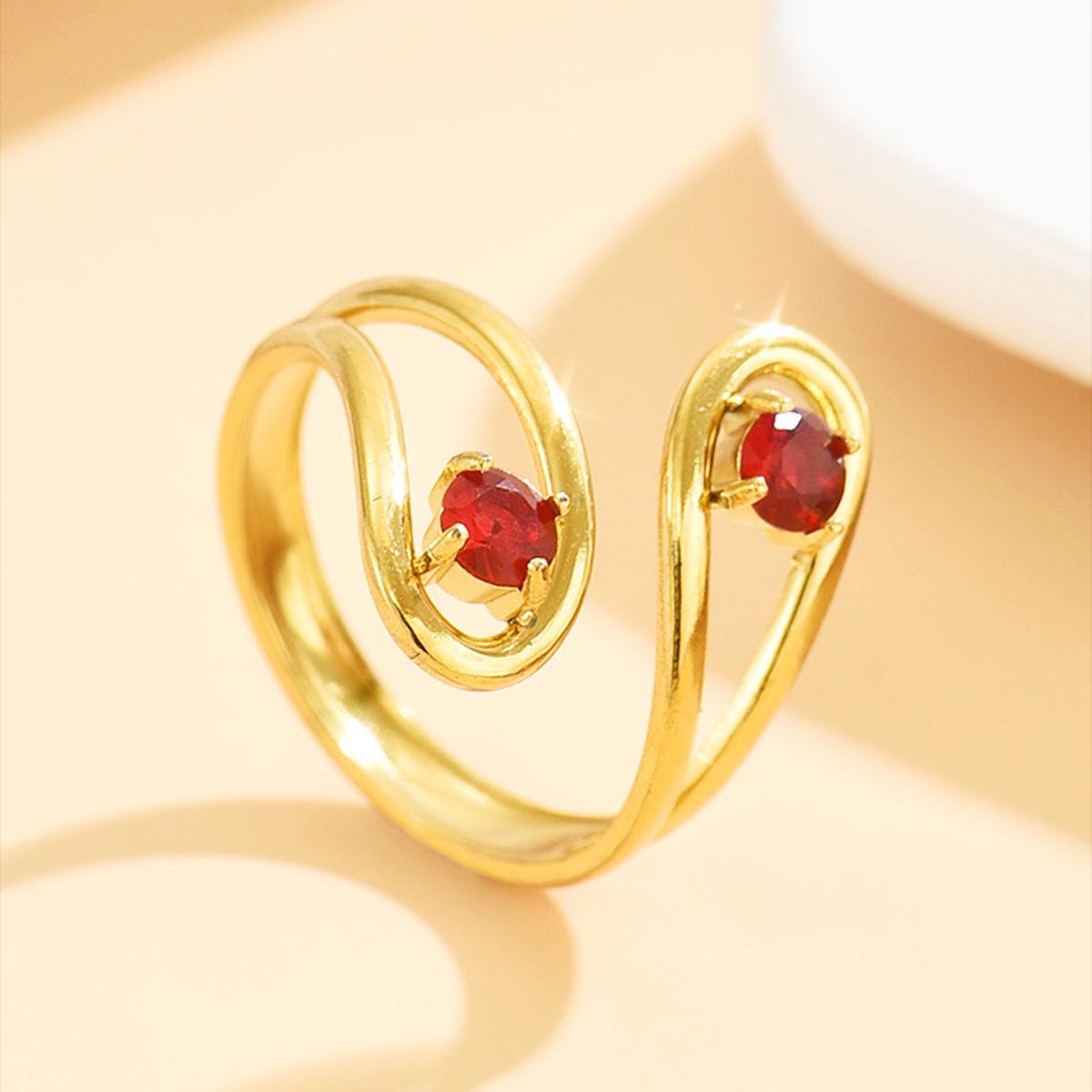 European-American Geometric Zirconia Stainless Steel Open Ring