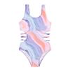 Mädchen Badeanzug Einteiler Farbverlauf Tie-Dye-Print Ärmellos Ausgeschnittenes Rückendesign Bequeme Passform Bademode für Kinder Strand Pool