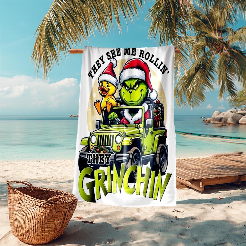 Grinch beach towel Outdoor camping Beach towel for vacation swim Outdoor pool Absorbent bath towel
