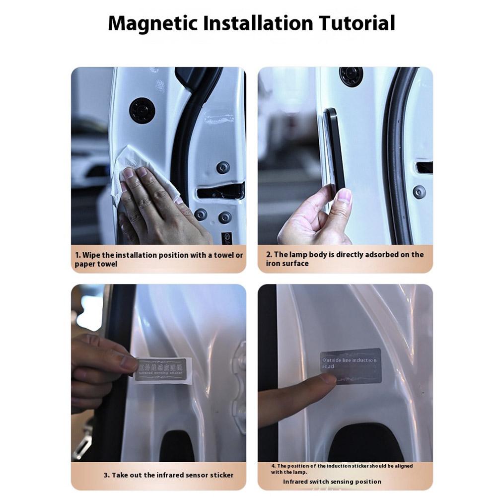 Autotürlichter LED Willkommenslicht Magnetsteuerung USB-Aufladung Auto Öffnen Tür Sichere Antikollisions-Notsignallampe