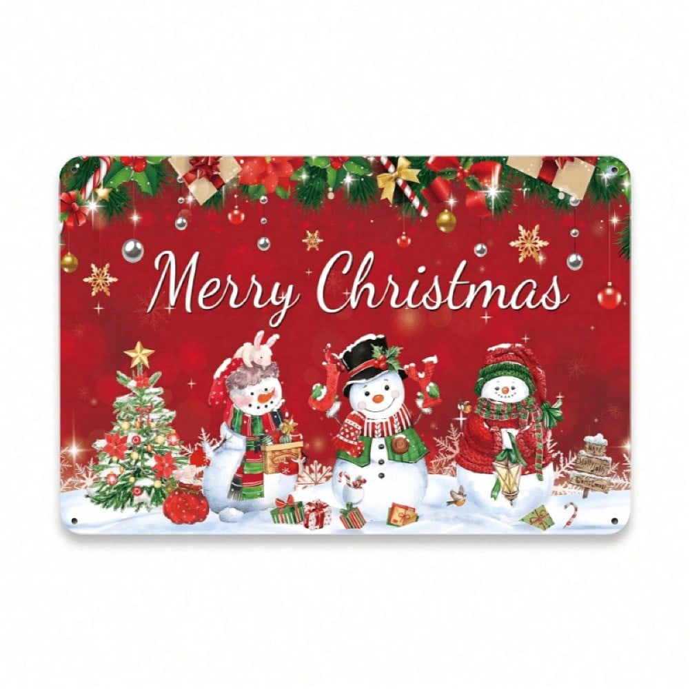 Vintage Christmas Snowman Metal Tin Sign Wall Art Decor For Home Bar Garden