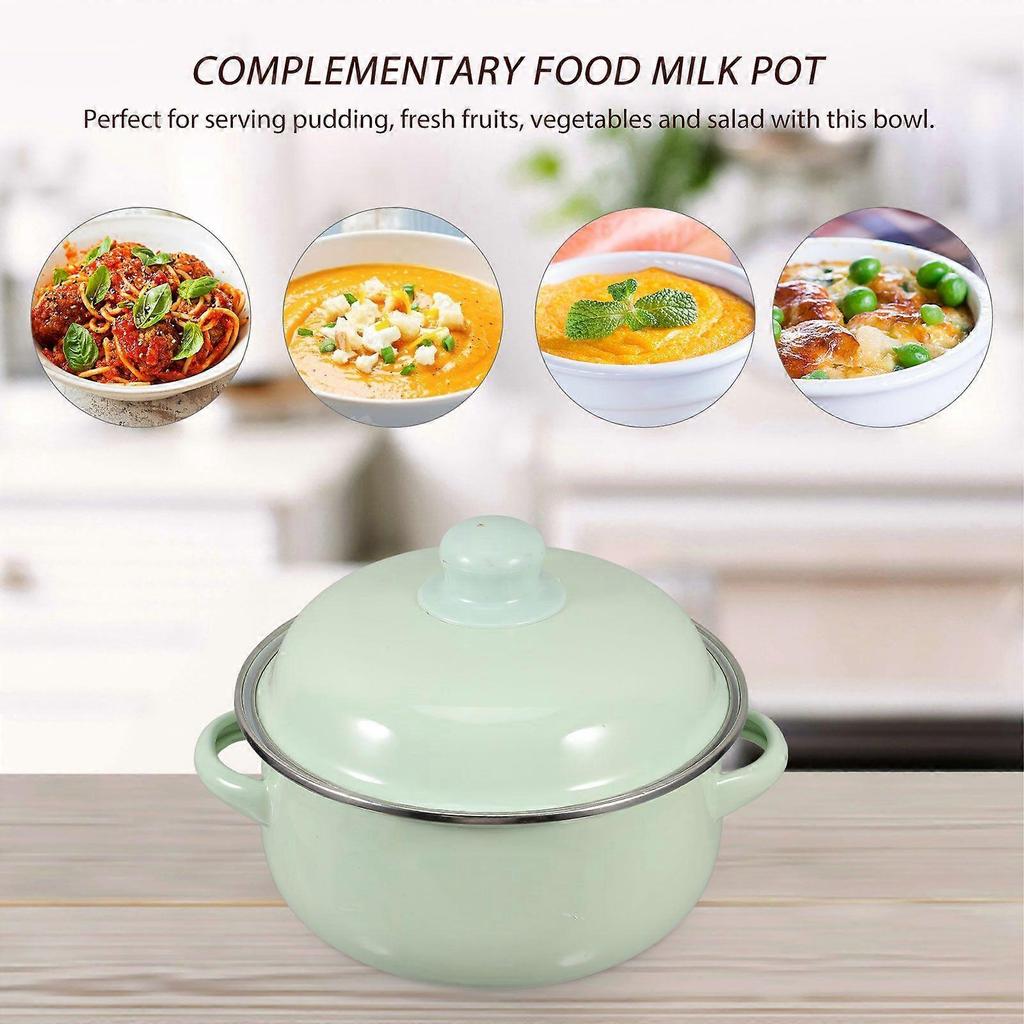 Vintage Enamel Stockpot With Lid For Home Kitchen Multifunctional Cooking Stew Pot Ideal For Soup Noodle And Milk Green Enamelware Cooking Pot With Ha