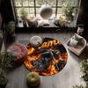 Flame Motorcycle,Round Area Rug,Carpet Rug for Living Room Bedroom Sofa Playroom Decor,Non-slip Floor Mat