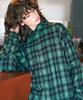 PUNCHLINE Naive Check Shirt Green Isls9190