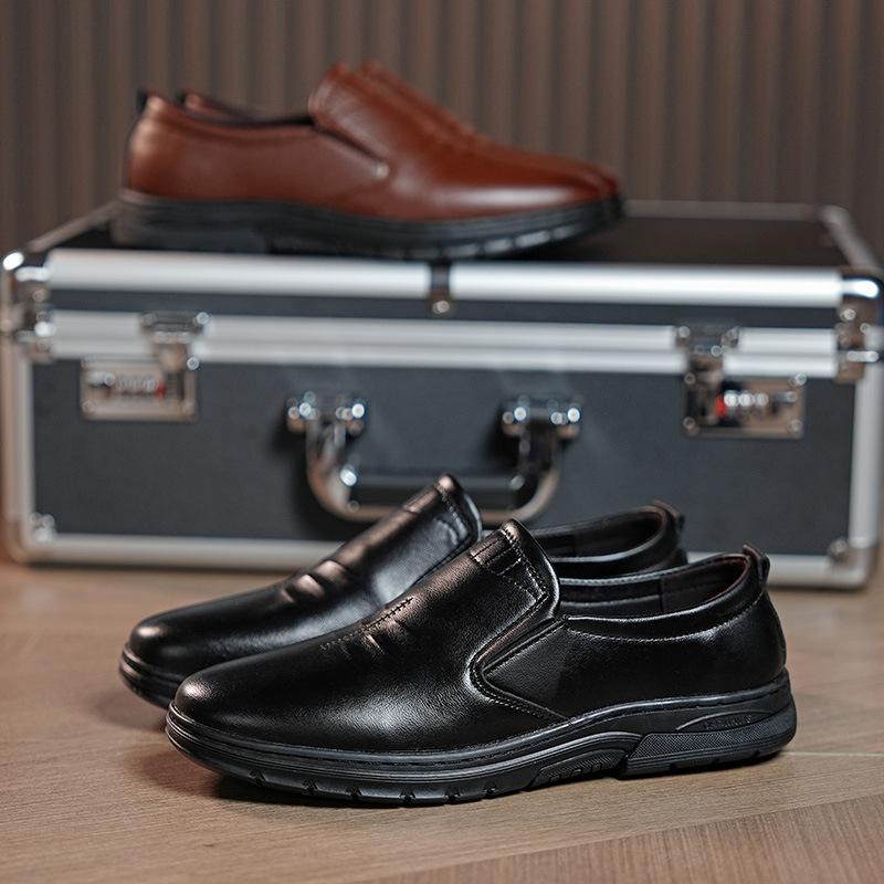 Men's Shoes New Trendy Tower Fashion Business Casual Leather Shoes Breathable Comfortable Lazy One Pedal Men's Leather Shoes