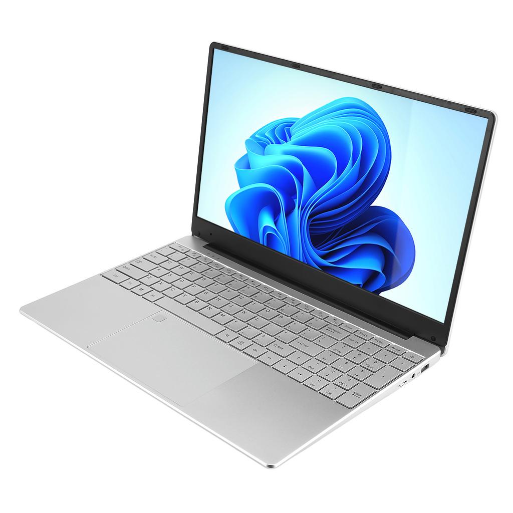 15.6in Laptop for Win 11 1920x1080 Quad Core Quad Thread 2.4GHz 5GHz WIFI IPS HD Laptop Silver
