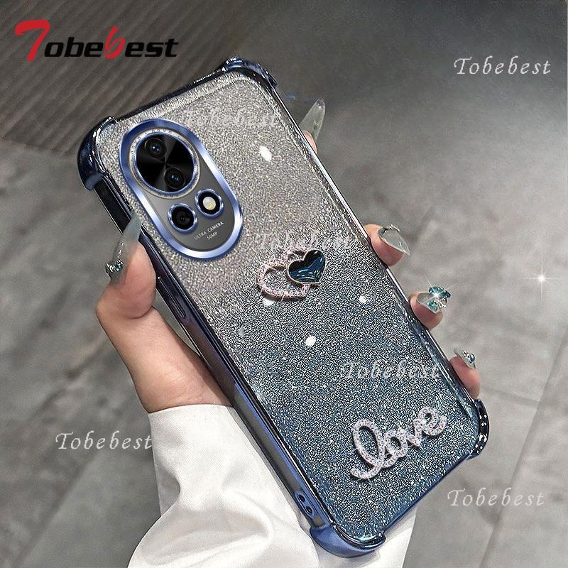 3D Love Shockproof Glitter Plating Case for Huawei Nova 14 Ultra 13 12 11 10 9 8 7 Pro SE Silicone Cover