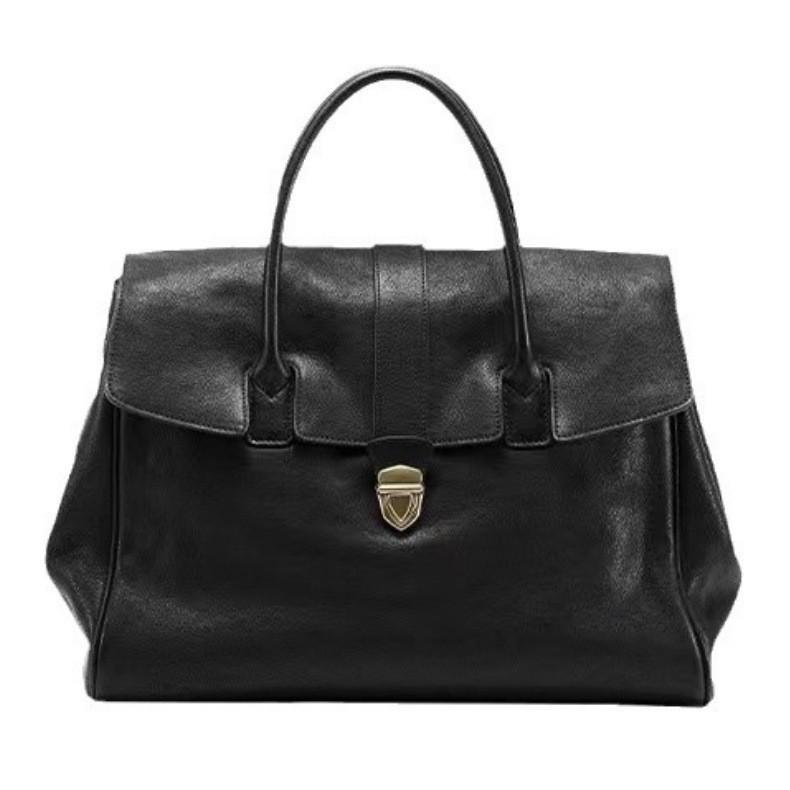 

Qiu Zhen портативный портфель женский высококлассный кожаный ретро большой вместимости из первого слоя кожи растительного дубления Large 38 * 17.5 * 29 чёрный