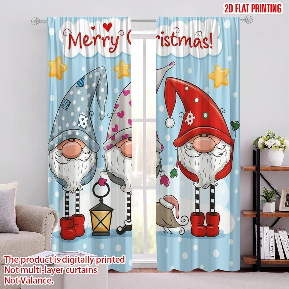 

2pcs,2D plane printing Curtain Popular Gnome Trio Festivity Versatile 100% Polyester (without rod) Outdoor Decorations Ldeal for 52.50 × 116.00 cm 2 pcs